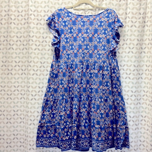Max Studio tiered blue floral dress size 1X - Picture 2 of 3